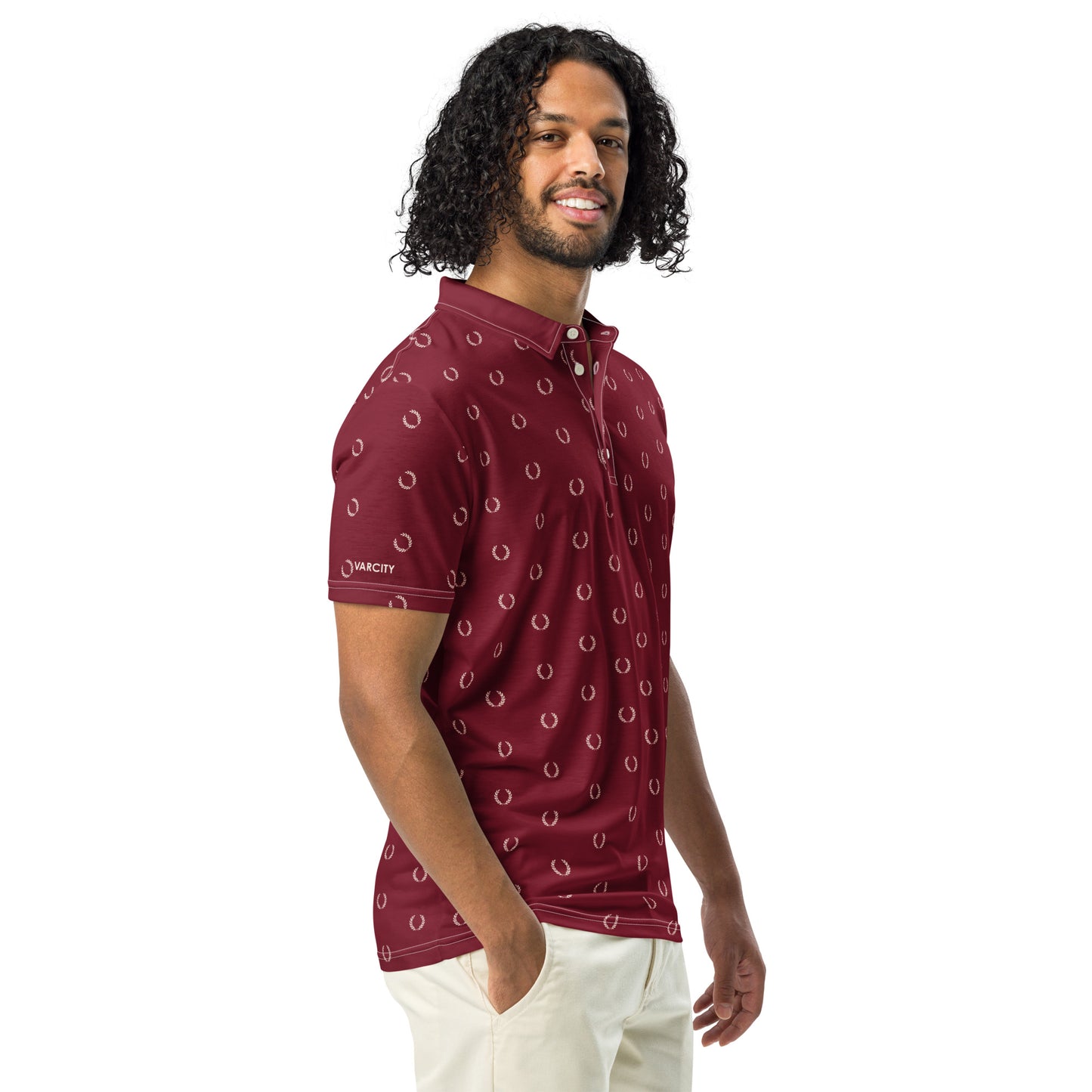 Men's Varcity Club Crest Stamped Slim Fit Golf Polo