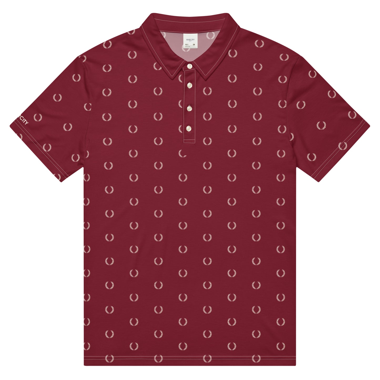 Men's Varcity Club Crest Stamped Slim Fit Golf Polo