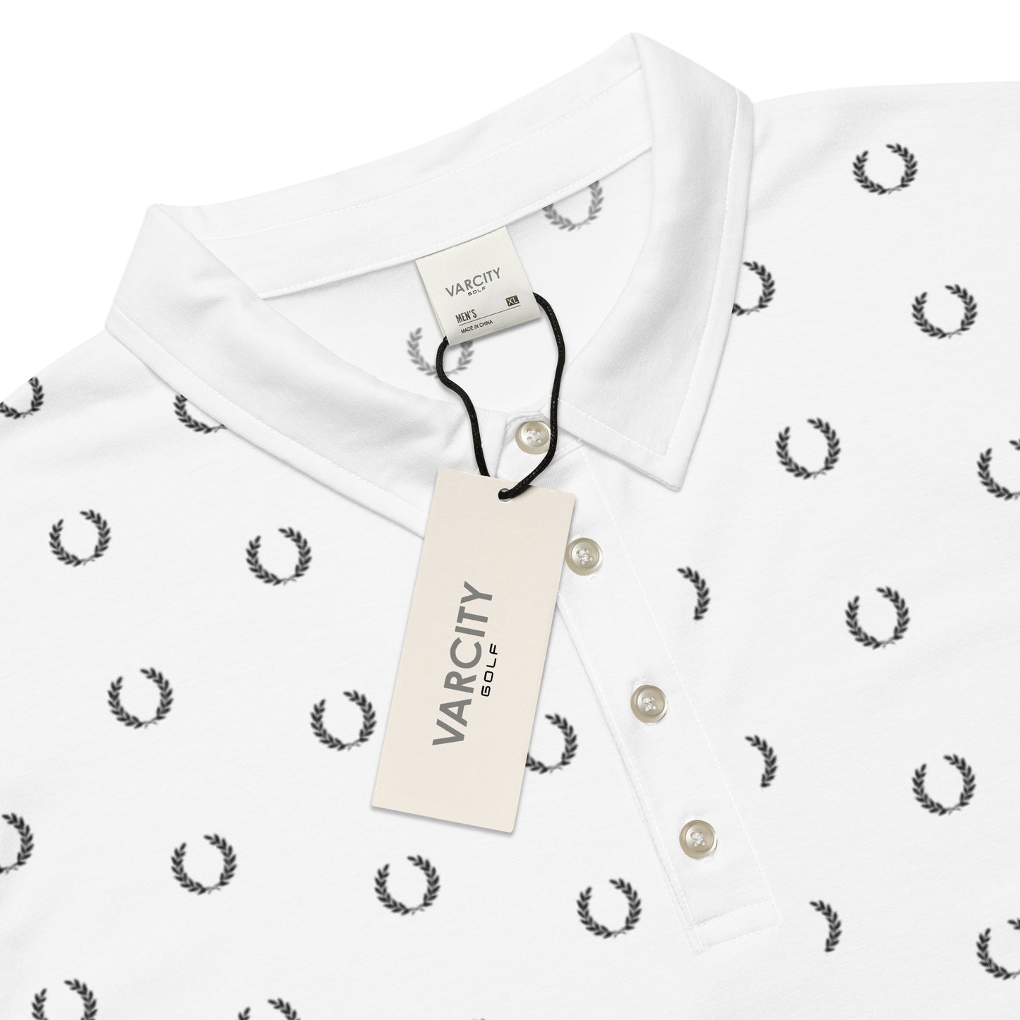 Men's Varcity Club Crest Stamped Slim Fit Golf Polo